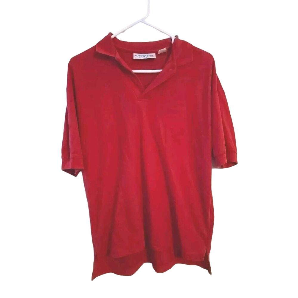 Vtg Levi's Red Relaxed Single Stitch Short Sleeve Golf Polo Shirt Men's Medium